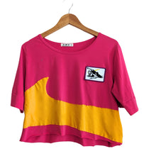 Load image into Gallery viewer, Peggy Oki Radical Aunties Road Waves Upcycled Crop T