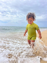 Load image into Gallery viewer, 2.5mm Sunny Yellow Ultrasoft Baby, Toddler, and Kids Yamamoto Shortsleeve Shorty Wetsuit