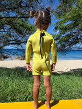Load image into Gallery viewer, 2.5mm Sunny Yellow Ultrasoft Baby, Toddler, and Kids Yamamoto Longsleeve Shorty Wetsuit
