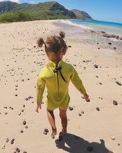 Load image into Gallery viewer, 2.5mm Sunny Yellow Ultrasoft Baby, Toddler, and Kids Yamamoto Longsleeve Shorty Wetsuit