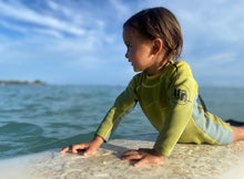 Load image into Gallery viewer, 2.5mm Sunny Yellow Ultrasoft Baby, Toddler, and Kids Yamamoto Longsleeve Shorty Wetsuit