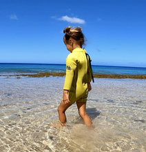 Load image into Gallery viewer, 2.5mm Sunny Yellow Ultrasoft Baby, Toddler, and Kids Yamamoto Longsleeve Shorty Wetsuit