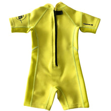 Load image into Gallery viewer, 2.5mm Sunny Yellow Ultrasoft Baby, Toddler, and Kids Yamamoto Shortsleeve Shorty Wetsuit