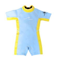 Load image into Gallery viewer, 1.5mm Ultrasoft Baby, Toddler and Kids Neoprene Shortsleeve Springsuit Shorty Wetsuit