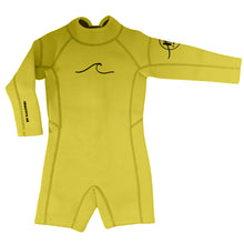 Load image into Gallery viewer, 2.5mm Sunny Yellow Ultrasoft Baby, Toddler, and Kids Yamamoto Longsleeve Shorty Wetsuit