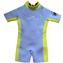 Load image into Gallery viewer, 1.5mm Ultrasoft Baby, Toddler and Kids Yamamoto Neoprene Shortsleeve Springsuit in Dusty Blue
