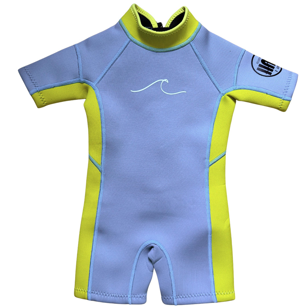 1.5mm Ultrasoft Baby, Toddler and Kids Yamamoto Neoprene Shortsleeve Springsuit in Dusty Blue