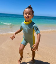Load image into Gallery viewer, 1.5mm Ultrasoft Baby, Toddler and Kids Yamamoto Neoprene Shortsleeve Springsuit in Dusty Blue

