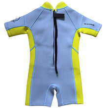 Load image into Gallery viewer, 1.5mm Ultrasoft Baby, Toddler and Kids Yamamoto Neoprene Shortsleeve Springsuit in Dusty Blue
