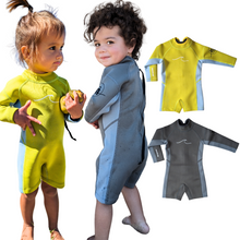 Load image into Gallery viewer, 1.5mm Ultrasoft Baby, Toddler and Kids Long Sleeve Shorty Wetsuit
