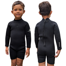 Load image into Gallery viewer, 2.5mm Black Onyx Ultrasoft Baby, Toddler, and Kids Yamamoto Long sleeve Shorty Wetsuit
