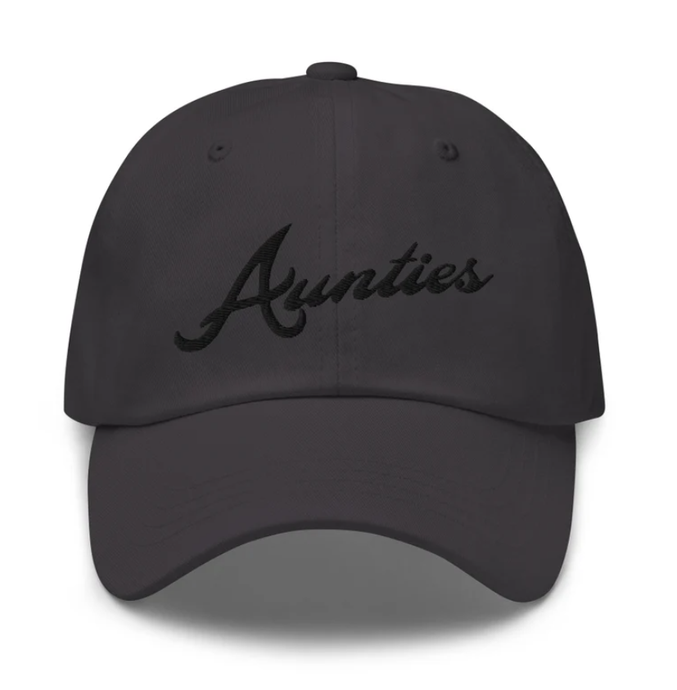 Aunties Baseball hat, Black on Black