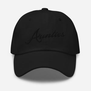 Aunties Baseball hat, Black on Black