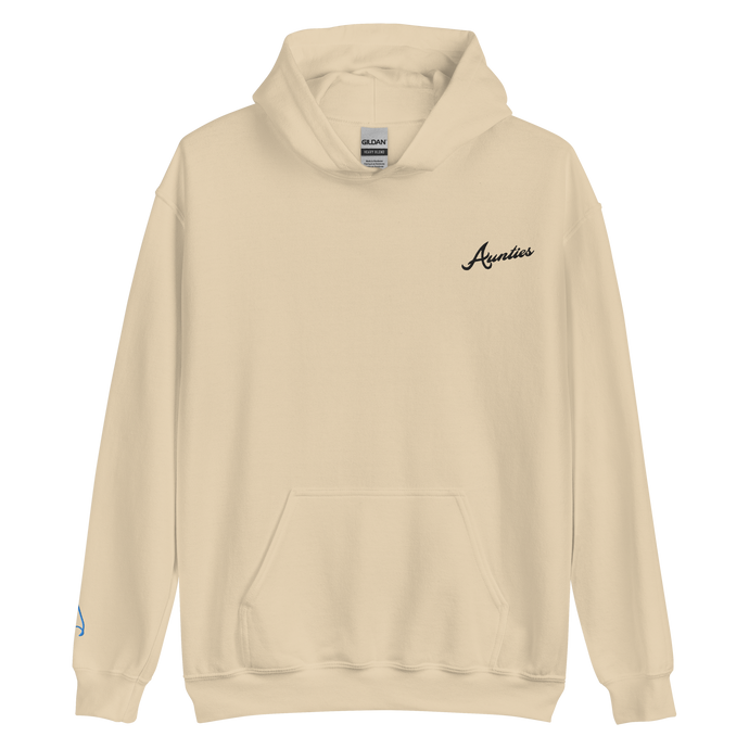 Aunties Embroidered Unisex Hoodie with wave sleeve detail