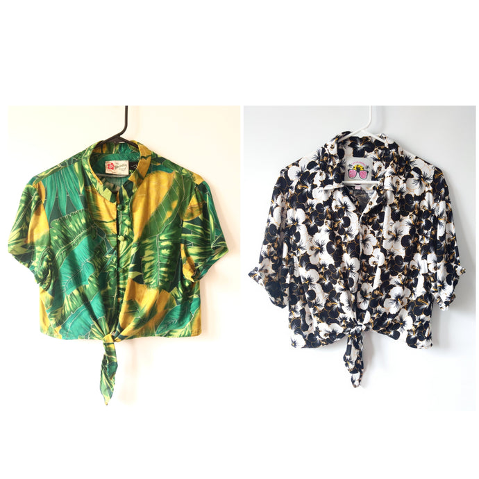 Vintage Aloha Tie Crop Tops